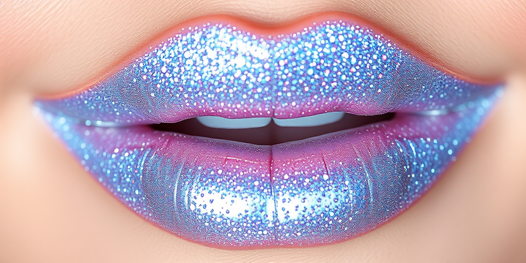 Holographic silver lip topper "Galactic Frost" with multi-dimensional shimmer and a cooling effect, perfect for futuristic and space-inspired makeup looks, non-sticky and lightweight formula