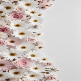 white background with flowers
