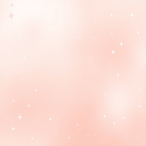 Create a smooth gradient background transitioning from light pink to pale peach with scattered white stars and small sparkles throughout the design for a dreamy aesthetic.