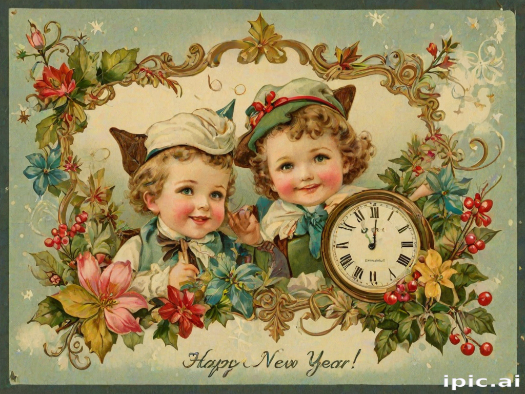 happy new year vintage