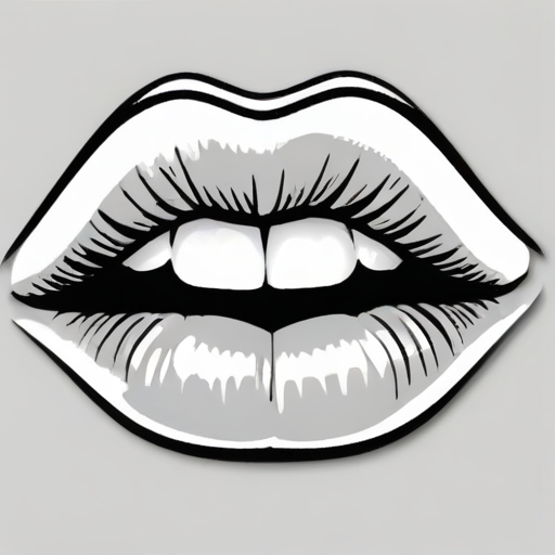 lips clipart black and white