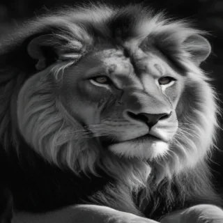 lion black and white