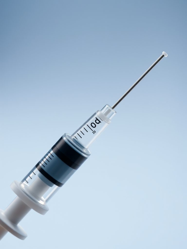 syringe with a clear background close-up shot, aperture f/2.8, shutter speed 1/60s, ISO 100, macro lens, studio lighting, high-resolution digital camera