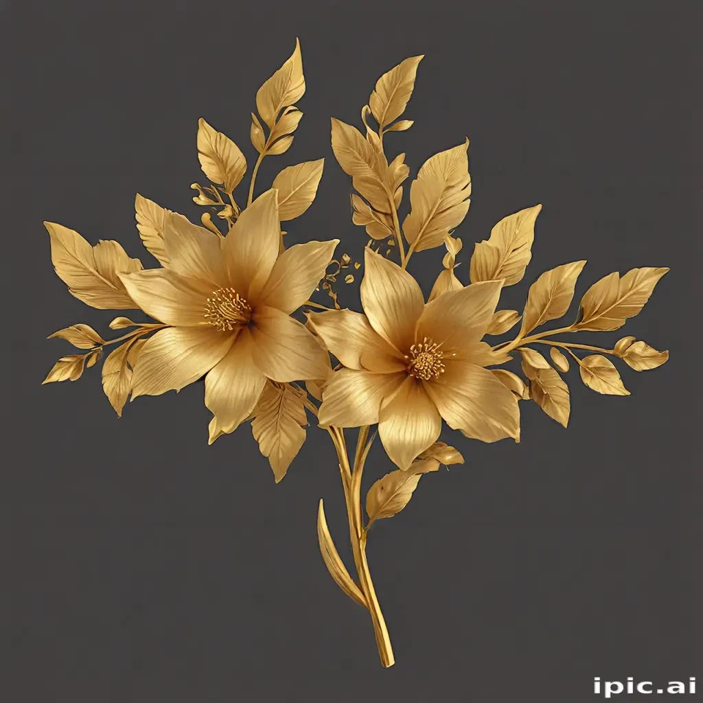 gold flowers png