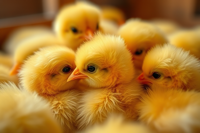Close-up shot of a group of fluffy yellow chicks nestled together in a warm environment, captured with a DSLR camera at f/2.8 aperture, ISO 400, and 1/60 shutter speed, using a shallow depth of field to create a soft blur in the background.