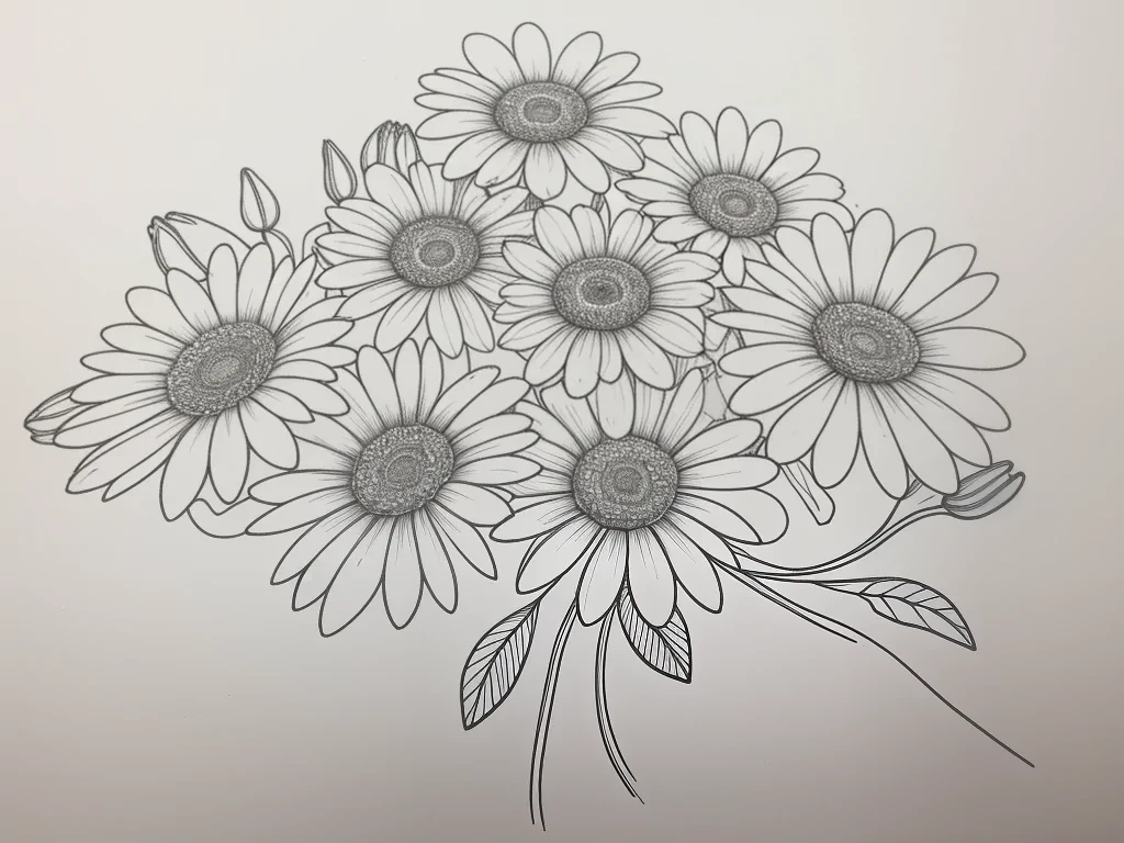 line drawn flowers