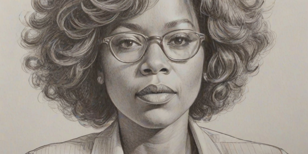 Pleasing Alfre Woodard, pencil sketch, portrait of Enchanting woman 1971s in glasses, hair style beatnik, outline, clear lines, fine lines, 8k