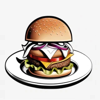 hamburger clipart black and white