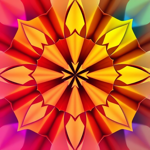 Generate a high-resolution image of an abstract geometric pattern with vibrant colors and smooth gradients, shot with a DSLR camera at f/2.8, ISO 100, 1/125 sec, in landscape orientation, using a macro lens for enhanced detail.