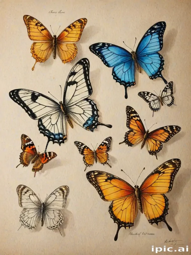 pictures of drawings of butterflies