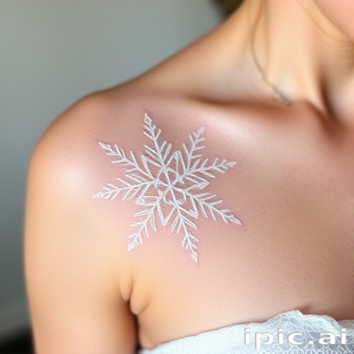 White ink tattoo known as "Ethereal Lace" featuring delicate, intricate patterns resembling fine lace or snowflakes, ideal for those seeking a subtle and elegant tattoo option