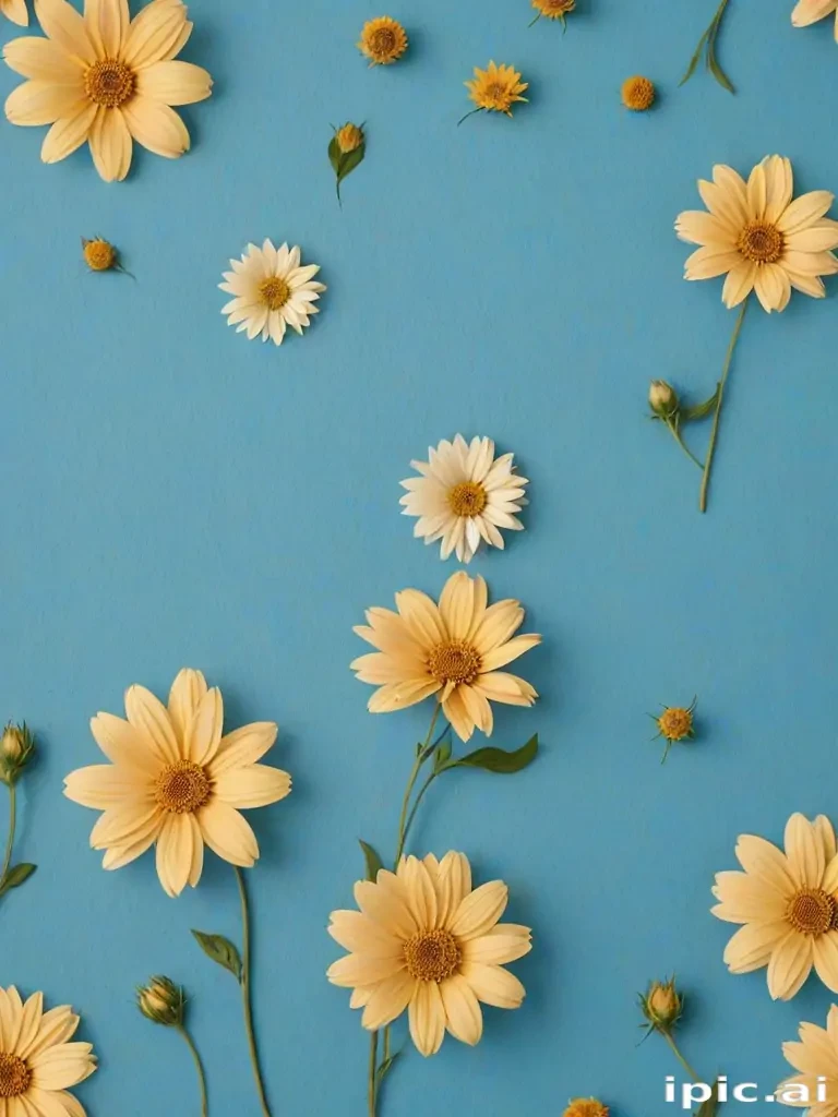 blue background with flowers