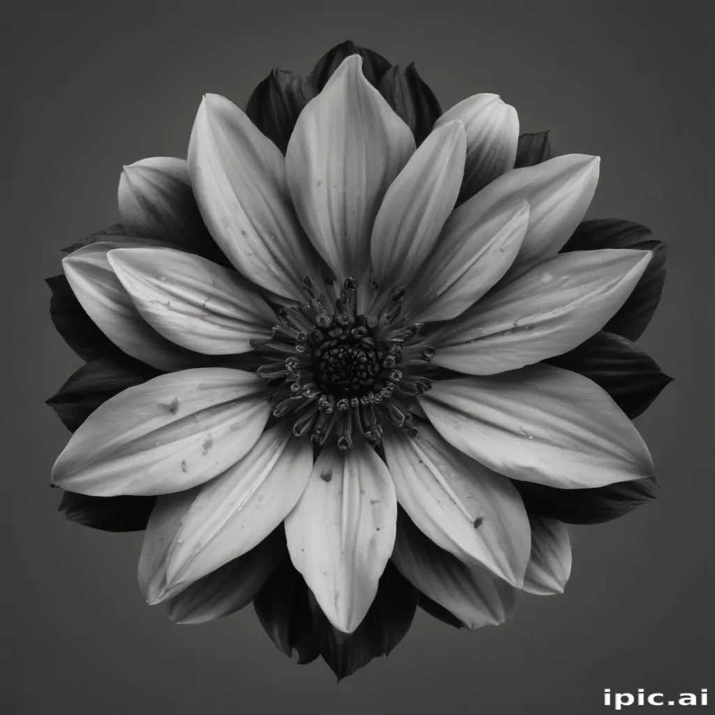 black and white flower png