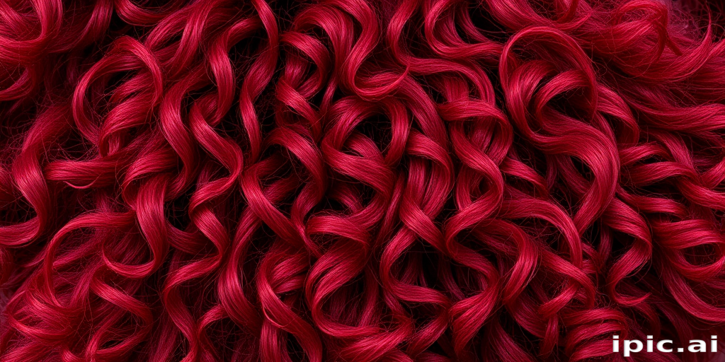 Fierce burgundy lion's mane dubbed "Crimson Mane" boasting voluminous, wild curls with deep red undertones and subtle golden highlights throughout