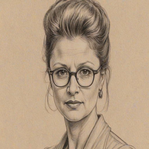 Appealing Tracey Ullman, pencil sketch, portrait of Magnificent woman 1931s in glasses, hair style beatnik, outline, clear lines, fine lines, 8k