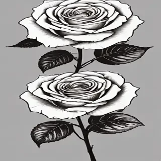 roses clipart black and white
