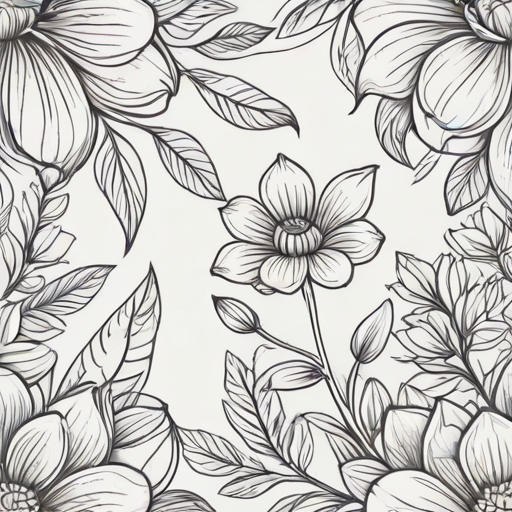 floral line art