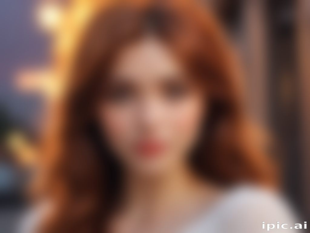 A Portrait of a Young Woman with Long, Flowing Red Hair Outdoors.