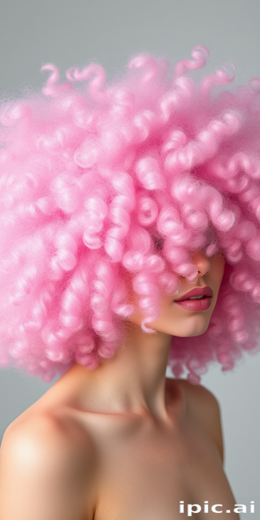 Whimsical cotton candy pink afro with subtle violet undertones, Cloud's hair defies gravity with its voluminous and airy texture, creating a soft and dreamy silhouette