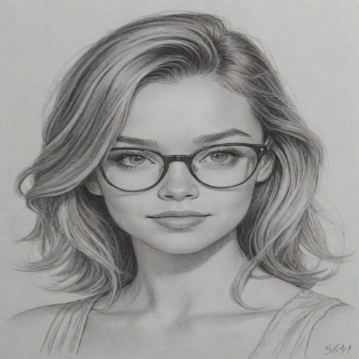 Delightful Sydney Sweeney, pencil sketch, portrait of Gorgeous woman 1961s in glasses, hair style beatnik, outline, clear lines, fine lines, 8k