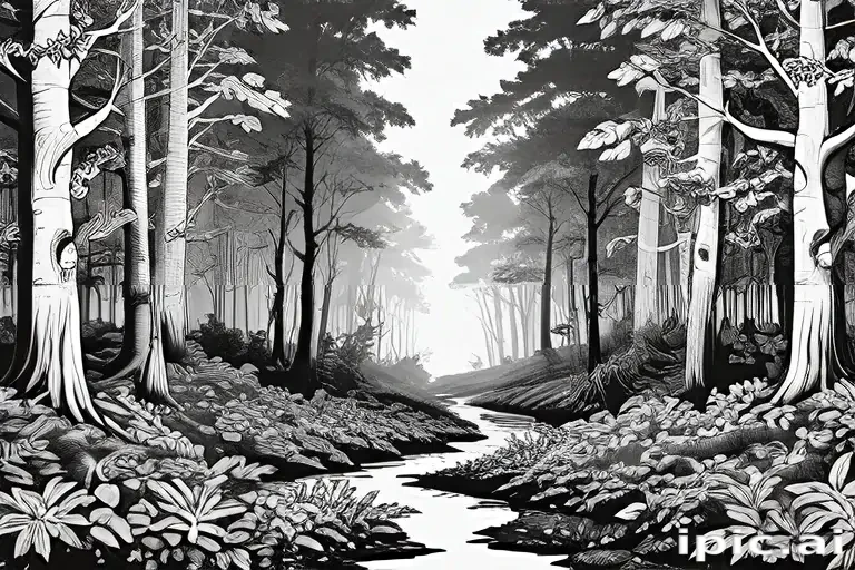 forest clipart black and white