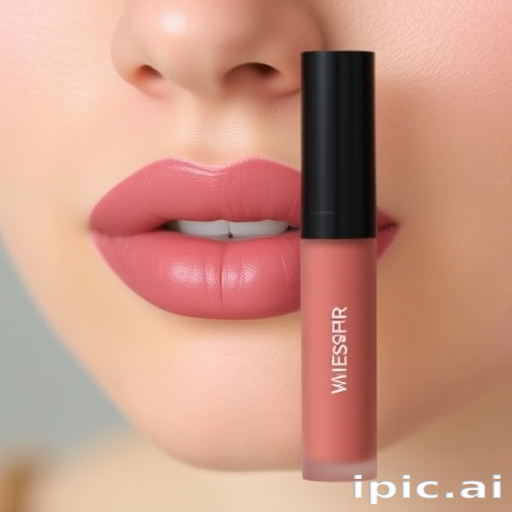 Natural "Nude Whisper" lip tint with sheer coverage, enhancing natural lip color with a hint of warmth, perfect for everyday minimalist makeup looks