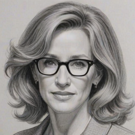 Delightful Felicity Huffman, pencil sketch, portrait of Superb woman 1947s in glasses, hair style beatnik, outline, clear lines, fine lines, 8k