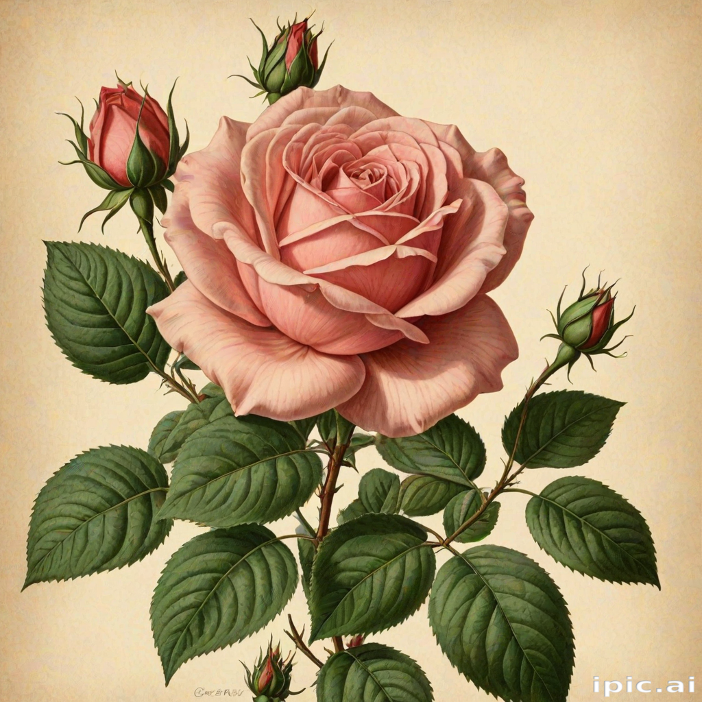 vintage rose illustration