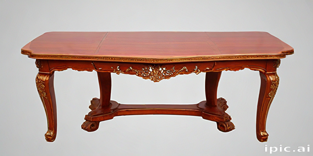Elegant Vintage Wooden Table with Intricate Carvings and Rich Finish