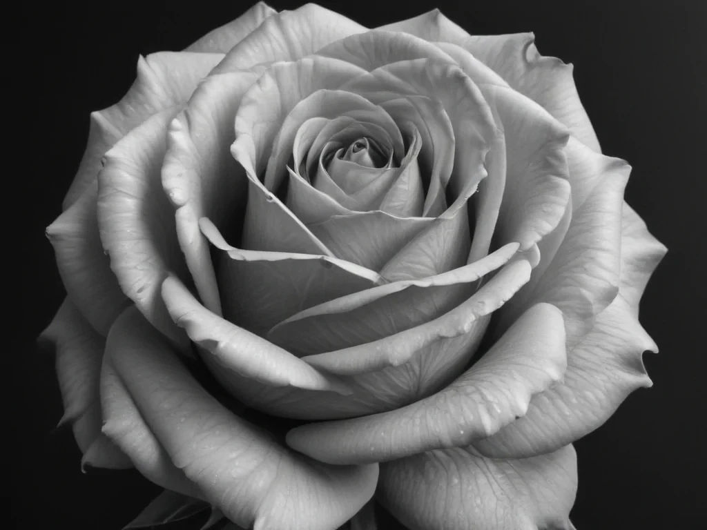 rose drawing black and white