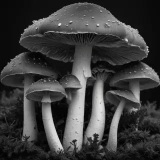 mushroom black and white