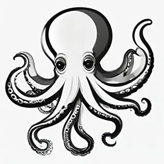 octopus clipart black and white
