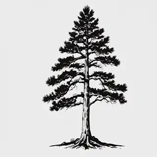 black and white pine tree clipart