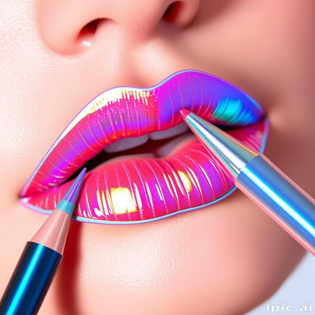 Holographic lip liner called "Prism Edge" that creates a multi-dimensional, iridescent outline to enhance and define the lip shape