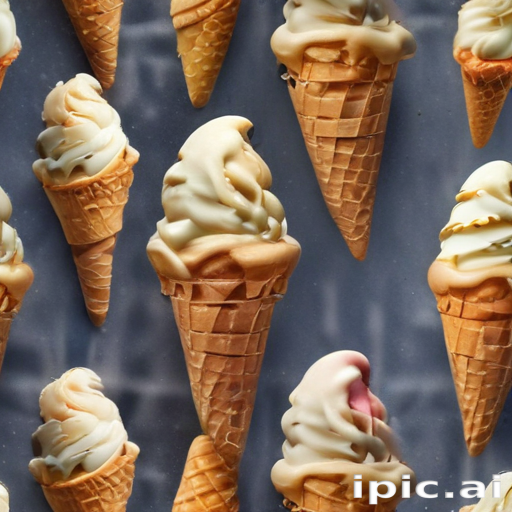 A Delightful Array of Soft Serve Ice Cream Cones in Various Flavors.