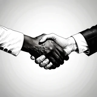 handshake black and white
