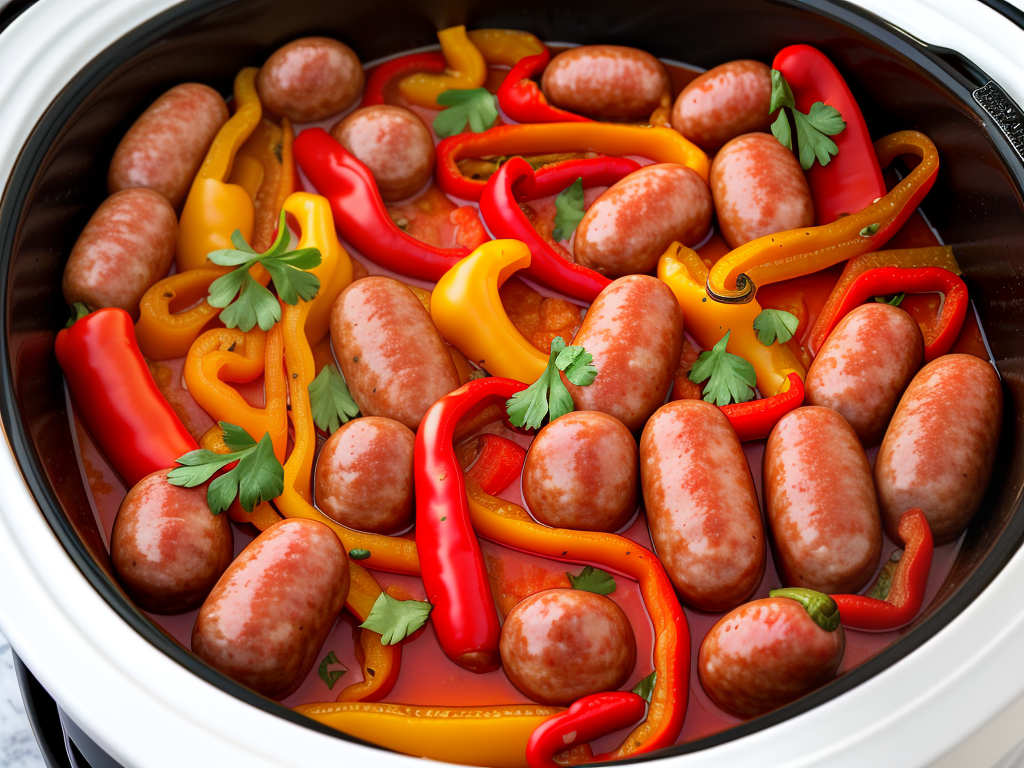 recipe for sausage and peppers in crock pot