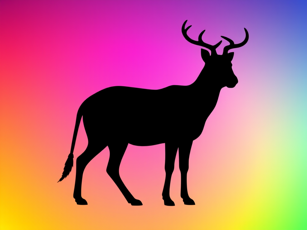 Create a high-resolution image of a stylized animal silhouette against a vibrant gradient background, shot with a DSLR camera at f/2.8, ISO 100, 1/200 sec, in landscape orientation, using a wide-angle lens for enhanced depth and clarity.