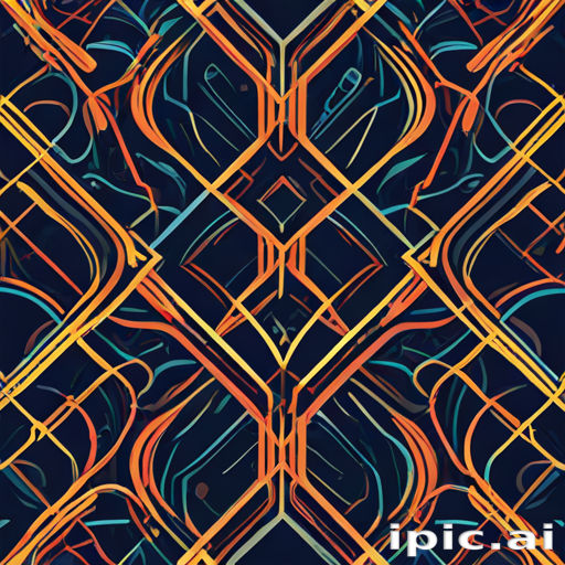 Vibrant Abstract Design Featuring Intertwined Lines and Geometric Patterns