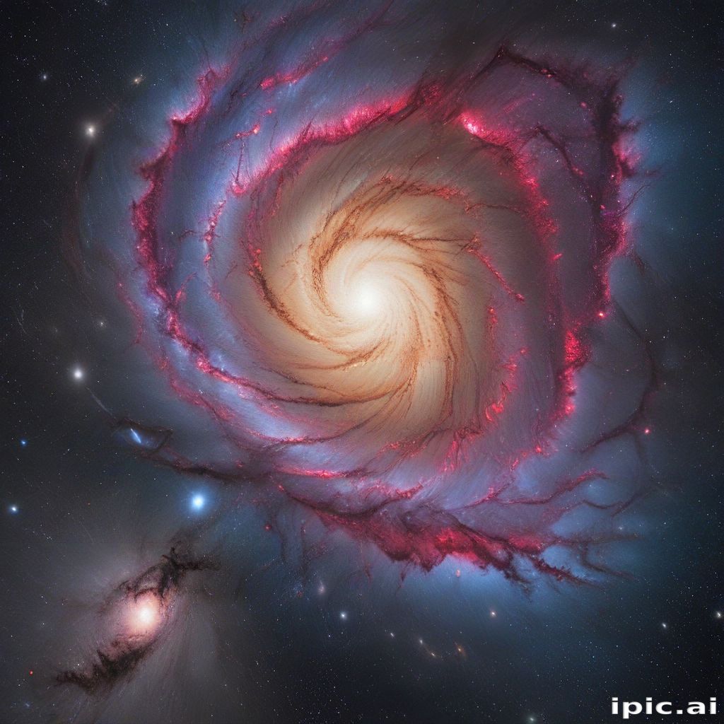 Stunning Spiral Galaxy with Vibrant Colors and Cosmic Dust Clouds