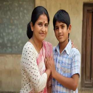 indian son with mom
