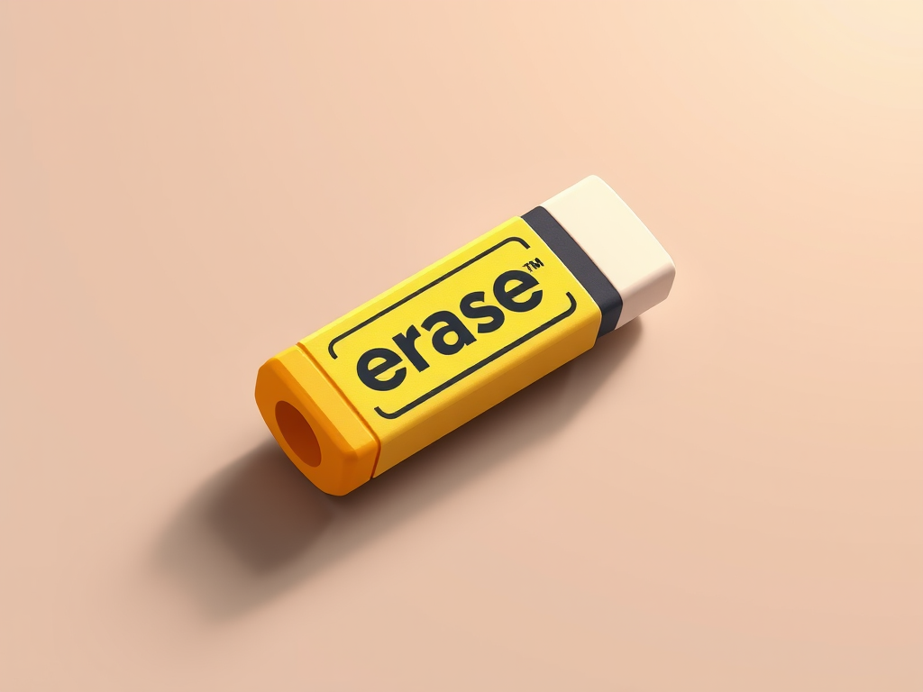create an isometric illustration of a yellow eraser with the word "eraser" on it, with a soft-focus background, using a DSLR camera with a 50mm lens, aperture f/2.8, shutter speed 1/100s, ISO 200, in natural daylight to enhance colors and shadows, rendering in high resolution