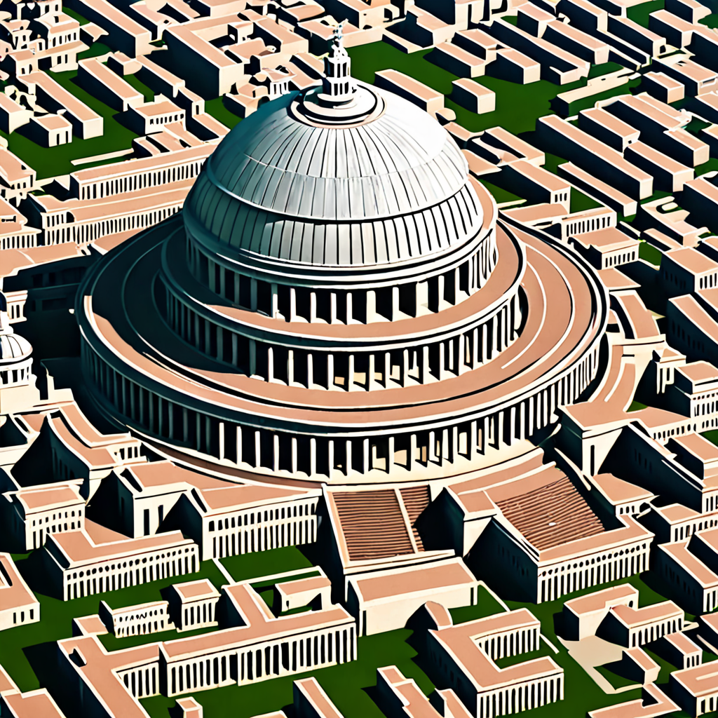 futuristic roman empire, roman megacity in other planet, forum, agora ...