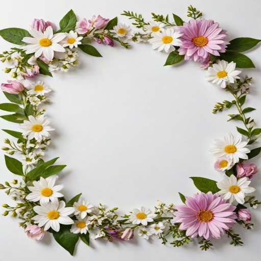 white background with flowers