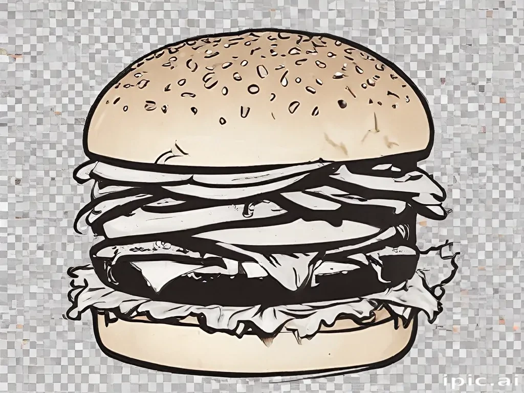 burger clipart black and white