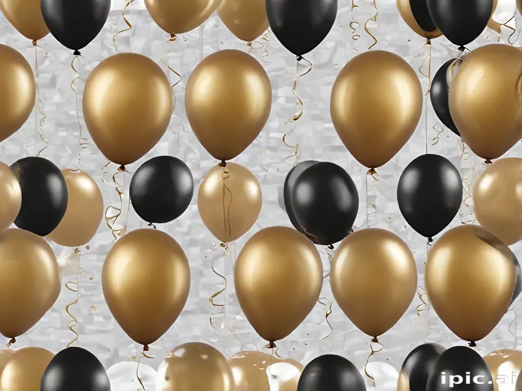 black and gold balloons png