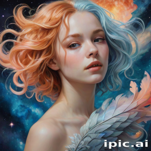 Create a series of imaginative portraits where each subject is infused with elements of fantasy and nature. The hair of the individuals should flow like clouds, varying from soft, fluffy cumulus to wispy cirrus strands, with hints of color reflecting a sunset or a clear blue sky. The eyes should be windows to entire galaxies, with stars, nebulae, and distant planets visible within them. Clothing should be adorned with nature motifs, such as floral patterns that bloom and change, vines that seem to grow and wrap around, or feathers that shimmer with iridescence. Each portrait should capture a unique personality, blending human features with the ethereal beauty of the natural and cosmic world. The backgrounds can vary, from starry night skies to enchanted forests, adding depth and context to the magical realism of the portraits