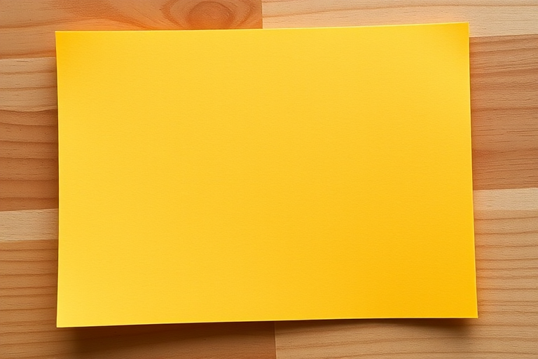 Create a high-resolution image of a blank yellow notepad with a realistic texture, captured using a DSLR camera at f/2.8 aperture, ISO 100, 50mm lens, top-down view, natural lighting for enhanced clarity and detail.