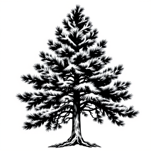 black and white pine tree clip art