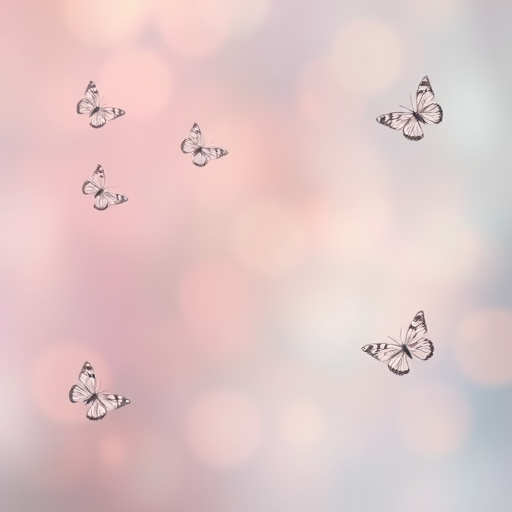 create a soft, dreamy abstract background with pastel colors and gentle bokeh effects, include delicate butterflies in the corners, taken with a Canon EOS R5, 50mm lens, f/1.8 aperture, ISO 100, soft focus, natural light